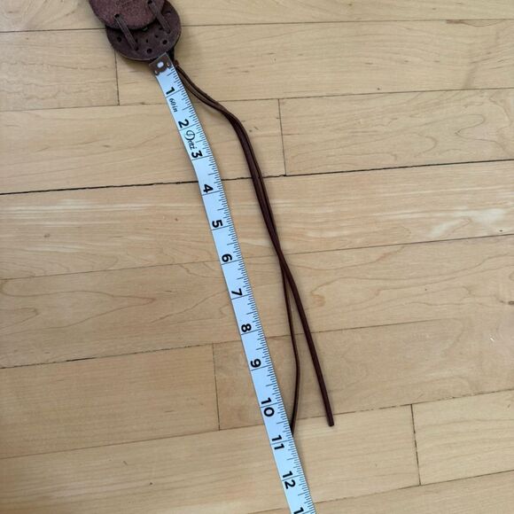 Fossil Dark Brown Leather Concho Western Studded Boho Front Tie Belt L - Picture 12 of 16